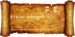 Pikler Barnabás névjegykártya